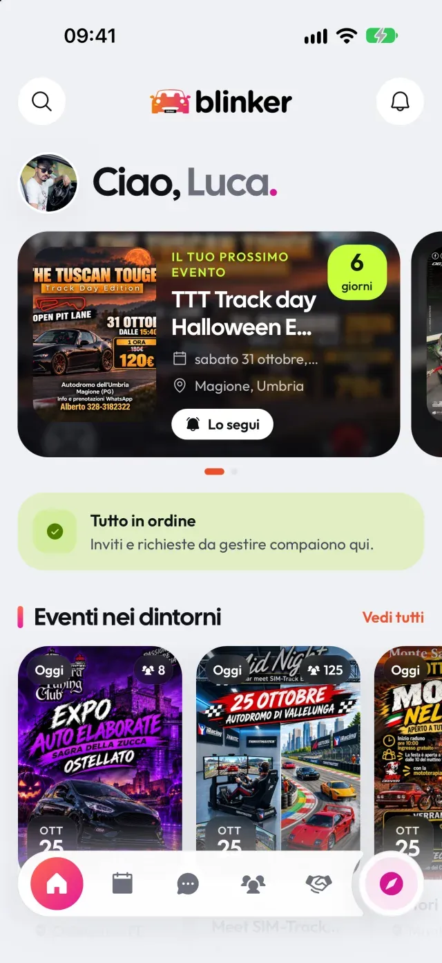 Anteprima della home Blinker 3.0 con dati dimostrativi